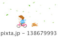 自転車に乗る女の子と犬 138679993