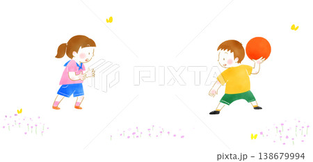 ドッジボールをする子どもたち 138679994