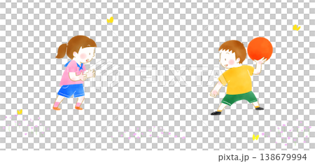 ドッジボールをする子どもたち 138679994