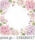 ピンク紫陽花フレーム 水彩風飾り枠 138680017
