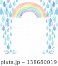 雨と虹のフレーム 水彩しずく飾り枠 138680019