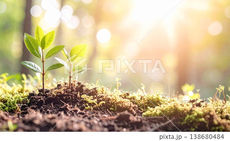 green sprout growing from seed 138680484