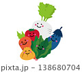 笑顔がいっぱい！旬の野菜キャラクター集合イラスト 138680704