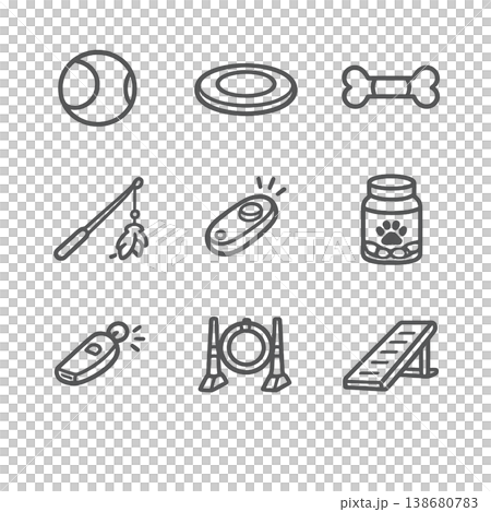 ペットの遊び・しつけ用シンプルUIアイコンセット 138680783