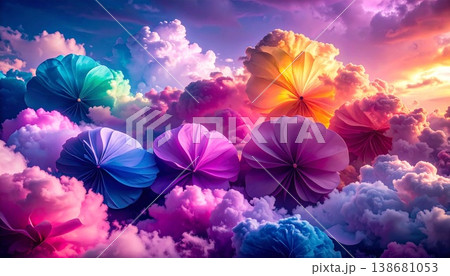 beautiful colorful flowers in the sky 138681053