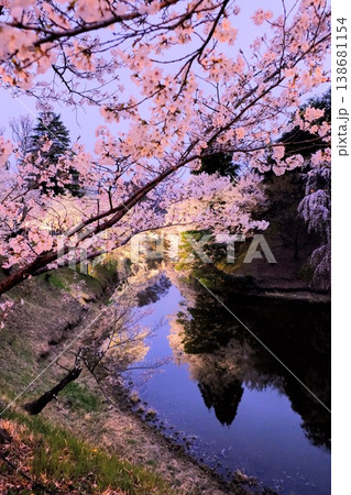 水面に映る桜 138681154