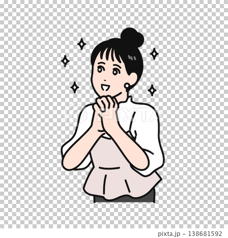 期待に目を輝かせるまとめ髪の若い女性のシンプルなベクターイラスト素材 期待に目を輝かせるまとめ髪の若い女性のシンプルなベクターイラスト素材 138681592