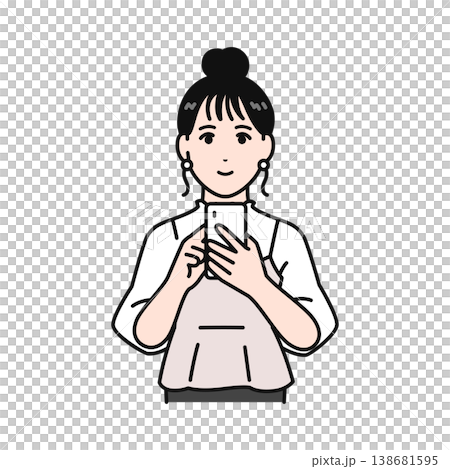 スマホを見るまとめ髪の若い女性のシンプルなベクターイラスト素材 スマホを見るまとめ髪の若い女性のシンプルなベクターイラスト素材 138681595