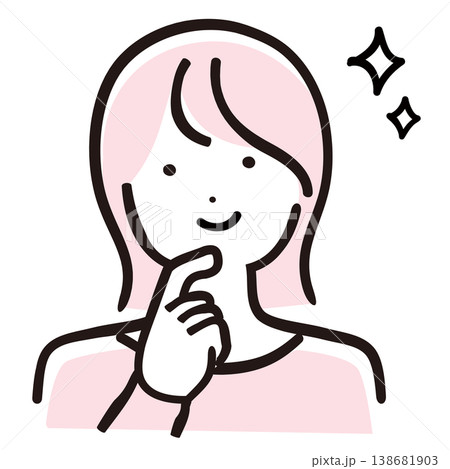 考えがまとまったママのシンプル線画イラスト 考えがまとまったママのシンプル線画イラスト 138681903
