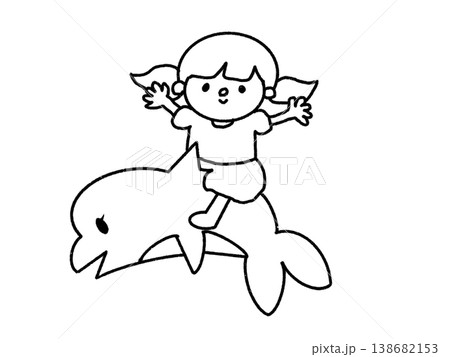 イルカに乗って夏を楽しむツインテールの女の子 イルカに乗って夏を楽しむツインテールの女の子 138682153