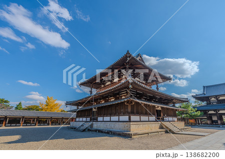 ユネスコ世界遺産　奈良県斑鳩の里　国宝法隆寺　聖徳太子 138682200