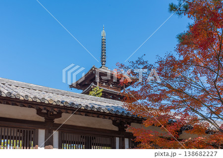 ユネスコ世界遺産　奈良県斑鳩の里　国宝法隆寺　聖徳太子 138682227