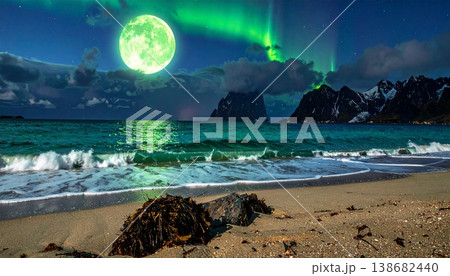 night landscape with full moon night landscape with full moon 138682440