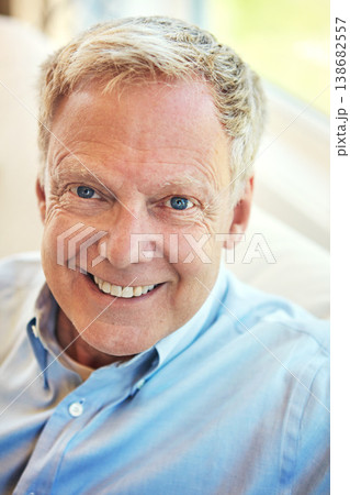 Portrait, happy or mature man in home living room to relax with freedom on couch or sofa for resting break. Apartment, face or senior male person with smile or wellness in retirement, lounge or house Portrait, happy or mature man in home living room to relax with freedom on couch or sofa for resting break. Apartment, face or senior male person with smile or wellness in retirement, lounge or house 138682557