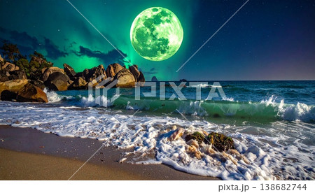 night landscape with full moon 138682744