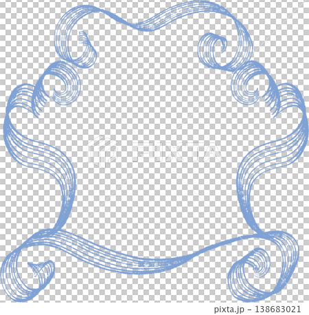 Antique-style hand-painted frame with a rake-like finish, blue. 138683021
