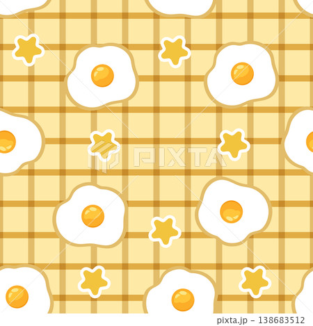 fried egg seamless pattern cute breakfast food illustration plaid background kitchen textile design repeating wallpaper fried egg seamless pattern cute breakfast food illustration plaid background kitchen textile design repeating wallpaper 138683512