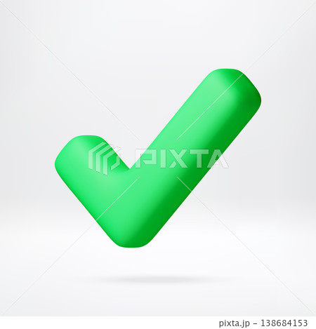 Green check mark in 3d style Green check mark in 3d style 138684153