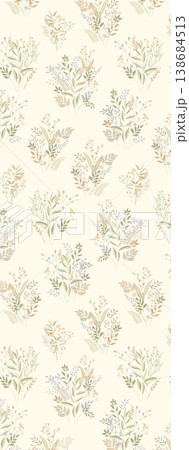 Collection of elegant soft focus watercolor floral and foliage seamless patterns 138684513