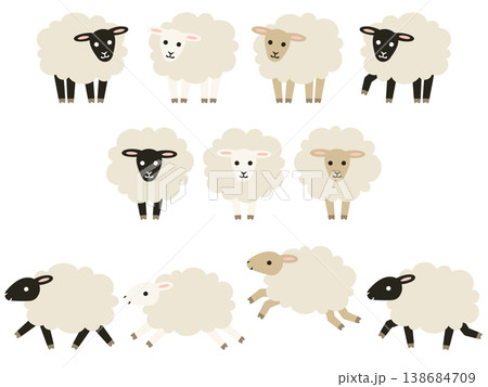 羊のキャラクターのイラストセット 138684709