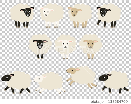 羊のキャラクターのイラストセット 138684709