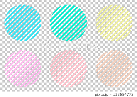 様々な色の斜めストライプ柄の丸のセット 138684772