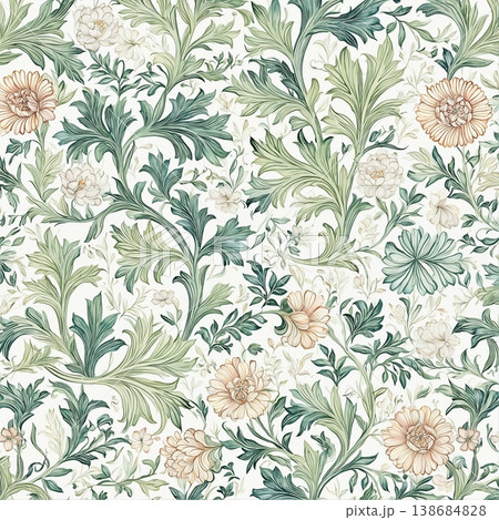 Collection of elegant soft focus watercolor floral and foliage seamless patterns 138684828