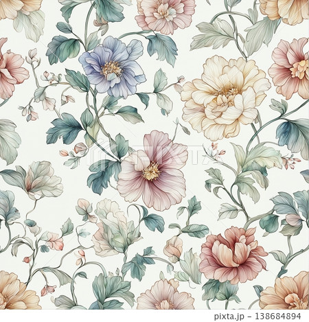Collection of elegant soft focus watercolor floral and foliage seamless patterns Collection of elegant soft focus watercolor floral and foliage seamless patterns 138684894