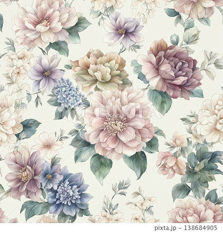 Collection of elegant soft focus watercolor floral and foliage seamless patterns Collection of elegant soft focus watercolor floral and foliage seamless patterns 138684905