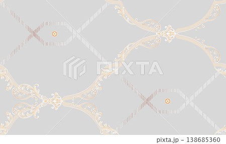 Collection of elegant vintage floral and decorative border seamless patterns with classic tones 138685360