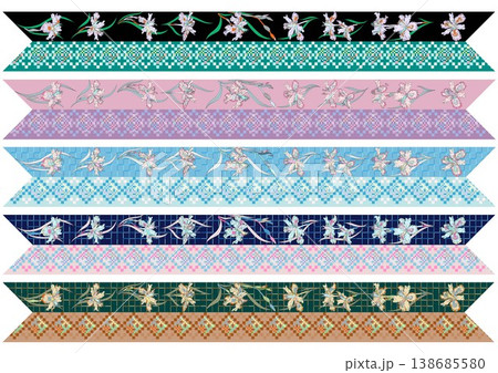 Collection of elegant vintage nature inspired seamless patterns with soft muted tones 138685580