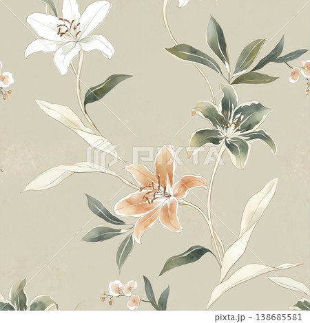 Collection of elegant vintage nature inspired seamless patterns with soft muted tones Collection of elegant vintage nature inspired seamless patterns with soft muted tones 138685581