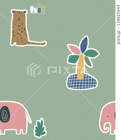 Collection of elegant vintage nature inspired seamless patterns with soft muted tones 138685644