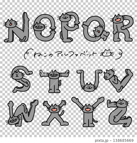Gray cats forming the alphabet with their bodies: N to Z 138685669