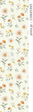 Collection of elegant vintage watercolor floral seamless patterns with soft muted tones 138685995