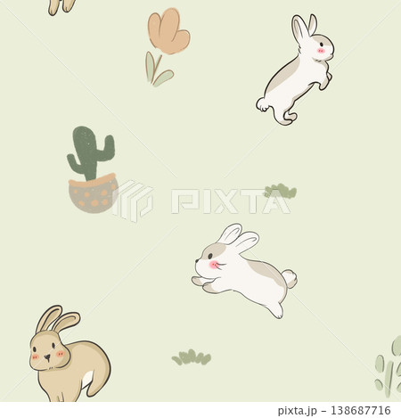 Collection of elegant soft focus watercolor floral seamless patterns with muted pastel tones 138687716