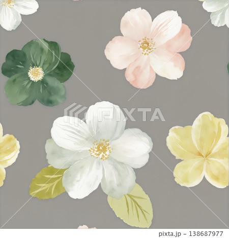 Collection of elegant vintage watercolor floral seamless patterns with soft muted tones Collection of elegant vintage watercolor floral seamless patterns with soft muted tones 138687977