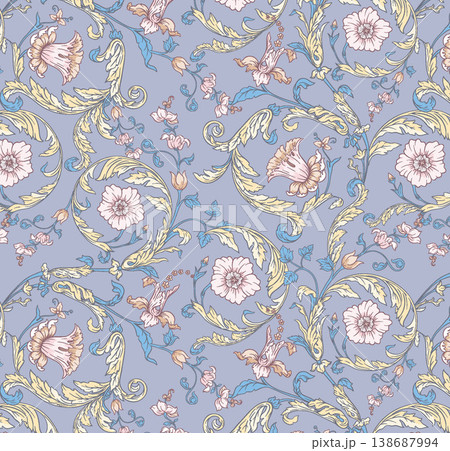 Collection of elegant vintage watercolor floral seamless patterns with soft muted tones Collection of elegant vintage watercolor floral seamless patterns with soft muted tones 138687994