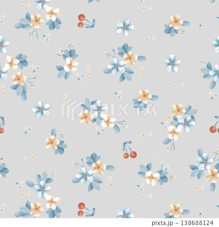 Collection of elegant watercolor wildflower seamless patterns and floral bouquets with soft pastel tones Collection of elegant watercolor wildflower seamless patterns and floral bouquets with soft pastel tones 138688124