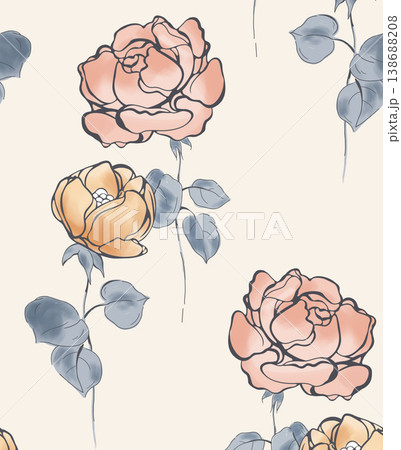 Collection of elegant watercolor wildflower seamless patterns and floral bouquets with soft pastel tones Collection of elegant watercolor wildflower seamless patterns and floral bouquets with soft pastel tones 138688208