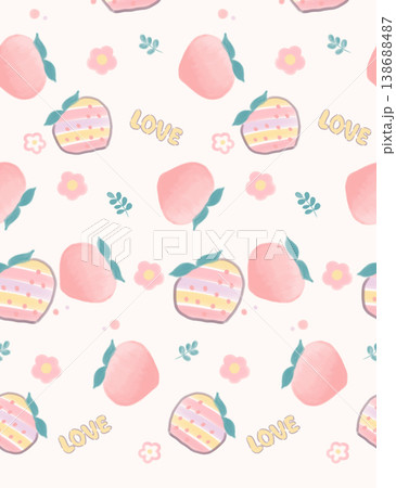 Collection of elegant soft focus watercolor floral seamless patterns with muted pastel tones 138688487