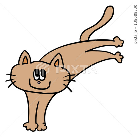 Hand drawn illustrations of cat stretching for decoration, kitten cartoon, characters, comic, mascot, stickers, tattoo, pet shop, vet, animal, home decor, house, yard, playtime, brooch, pin, icon Hand drawn illustrations of cat stretching for decoration, kitten cartoon, characters, comic, mascot, stickers, tattoo, pet shop, vet, animal, home decor, house, yard, playtime, brooch, pin, icon 138688530