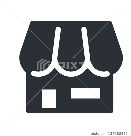 ショップ・店舗のシンプルなモノクロアイコン素材 138688532