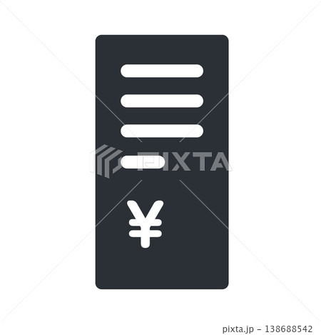 レシートのシンプルなモノクロアイコン素材 138688542