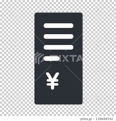 レシートのシンプルなモノクロアイコン素材 138688542
