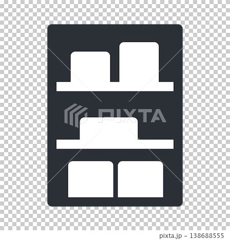 在庫棚を表すシンプルなモノクロアイコン素材 138688555