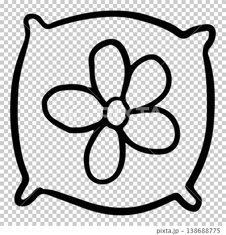 Outline of pillow with flower logo for kid colouring book, bedroom, furniture, bed, sleeping, work from home, home decor, house, sofa, room design, interior, sleeping, good morning, goodnight, sticker 138688775