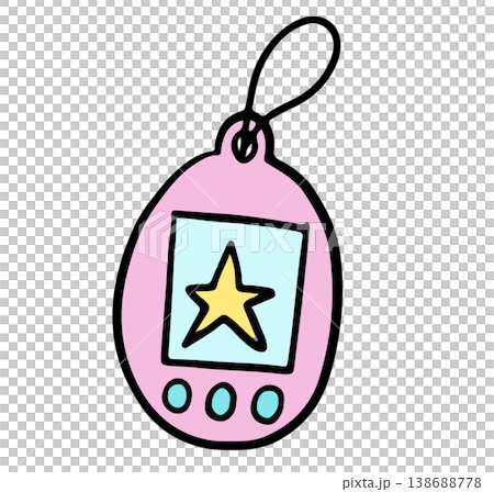 Hand drawn tamagotchi for decoration, leisure time, weekends, holidays, entertainment, department store, sticker, hobby, fridge magnet, kids, children, back to school, game zone, kid drawing style 138688778