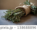 Bundle of Fresh Rosemary Tied with Jute 138688896
