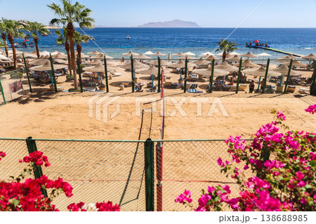 Egypt, Sharm el-Sheikh - October 1, 2025 Volleyball court on the beach of the Savoy Hotel. Editorial 138688985
